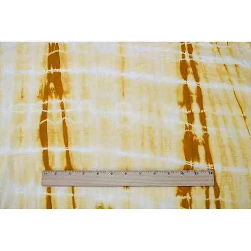 1 5/8 YD PC-Mustard/Rust/White Tie Dye Rayon Jersey Knit Fabric