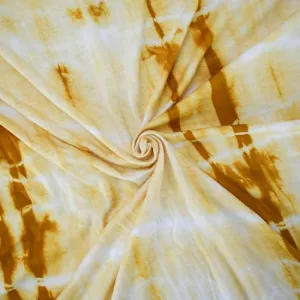 1 5/8 YD PC-Mustard/Rust/White Tie Dye Rayon Jersey Knit Fabric