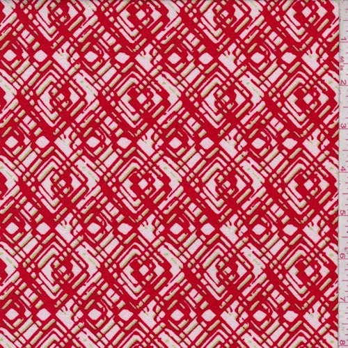 3 YD PC-Red/Pink/Lime Diamond Techno Crepe Knit Fabric