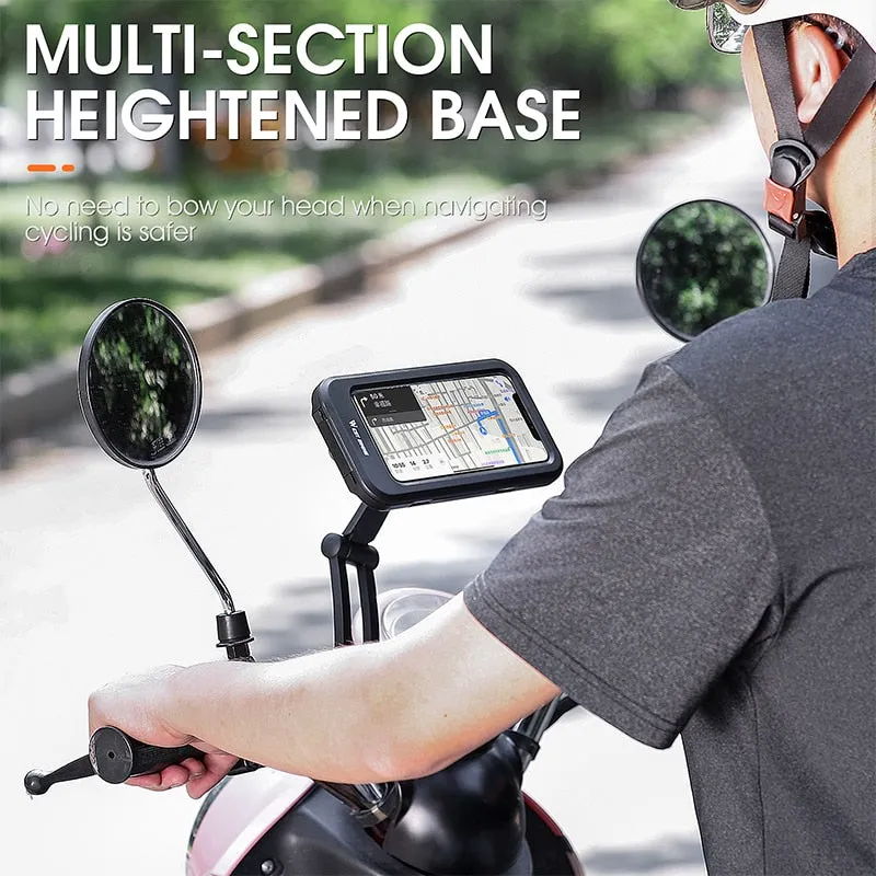 360° Adjustable Waterproof Bicycle Phone Holder Electric Bike Motorcycle Scooter Motorbike Touch Screen Cell Phone Support Mount