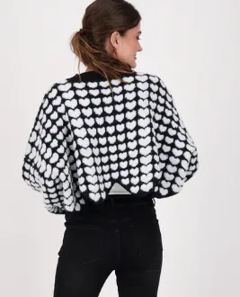 All Over Hearts Cropped Sweater