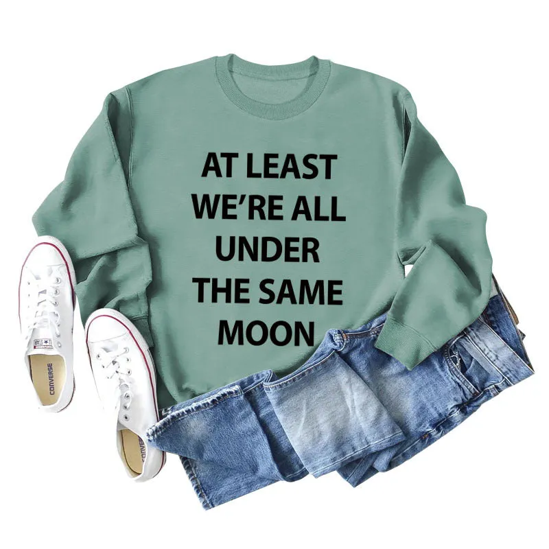 AT LEAST WE'RE ALL Womens Crewneck Letter Bottoming Long Sleeve Sweater