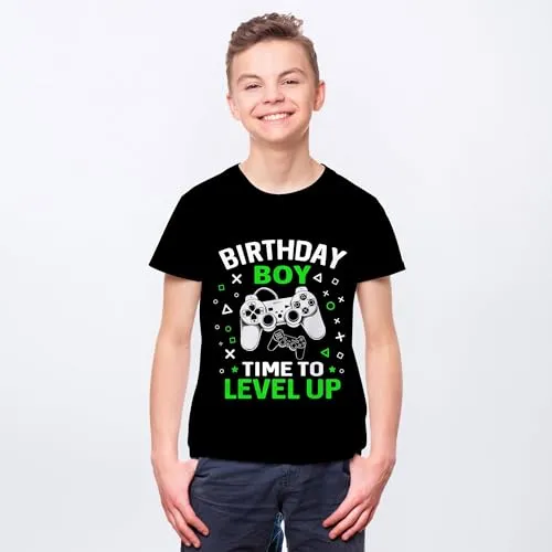 Betecoro 3D Graphic T-Shirt for Boys Girls, Casual Summer Short Sleeve Tops Tee Shirt T Shirt for Teen Youth 6-16 Years (Bday Green X-Small