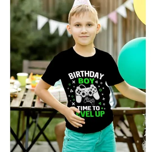 Betecoro 3D Graphic T-Shirt for Boys Girls, Casual Summer Short Sleeve Tops Tee Shirt T Shirt for Teen Youth 6-16 Years (Bday Green X-Small