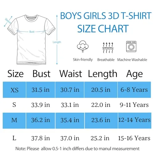 Betecoro 3D Graphic T-Shirt for Boys Girls, Casual Summer Short Sleeve Tops Tee Shirt T Shirt for Teen Youth 6-16 Years (Bday Green X-Small