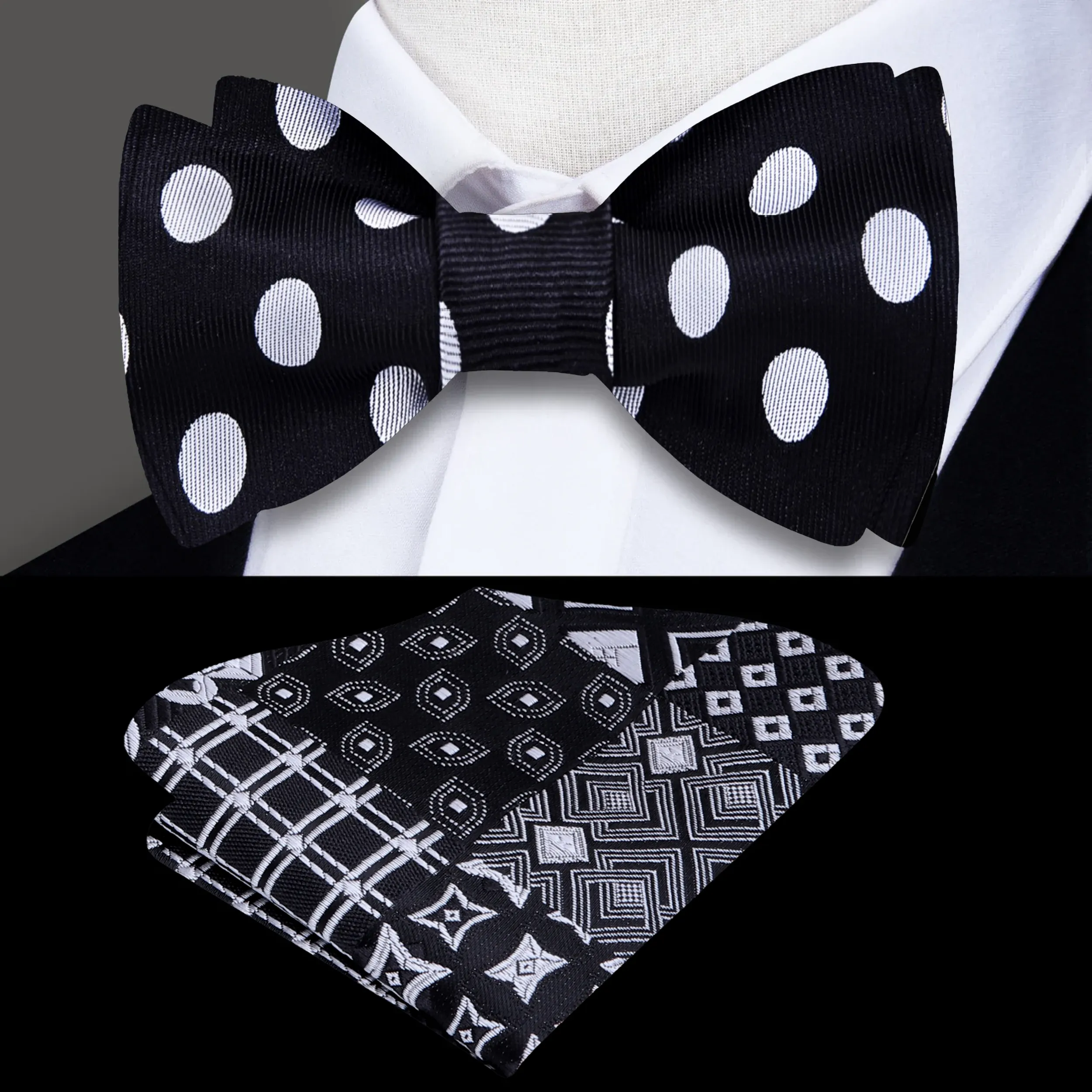 Black Polka Delight Bow Tie