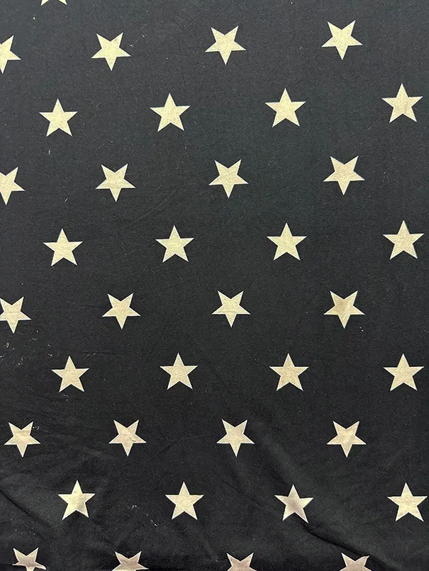 Black Star Print Double Brushed Jersey Knit Fabric