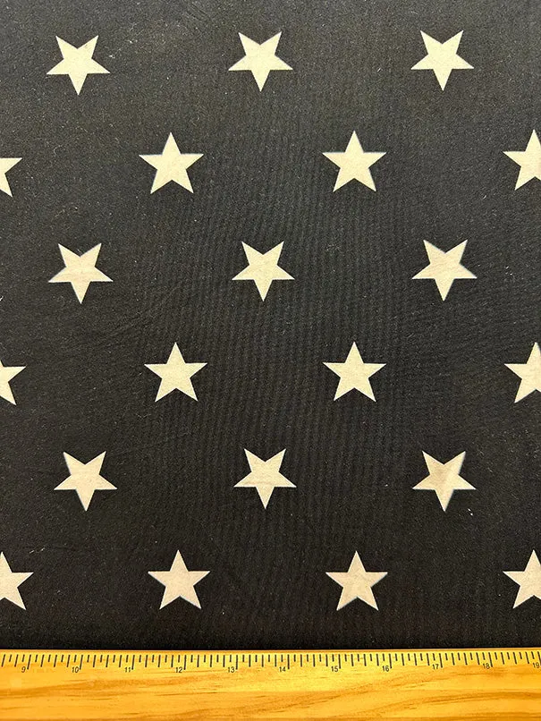 Black Star Print Double Brushed Jersey Knit Fabric