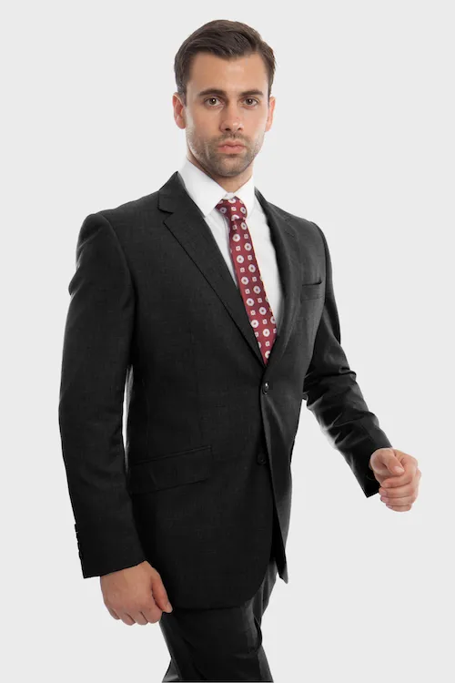 Black Wool Twill Modern Fit Suit