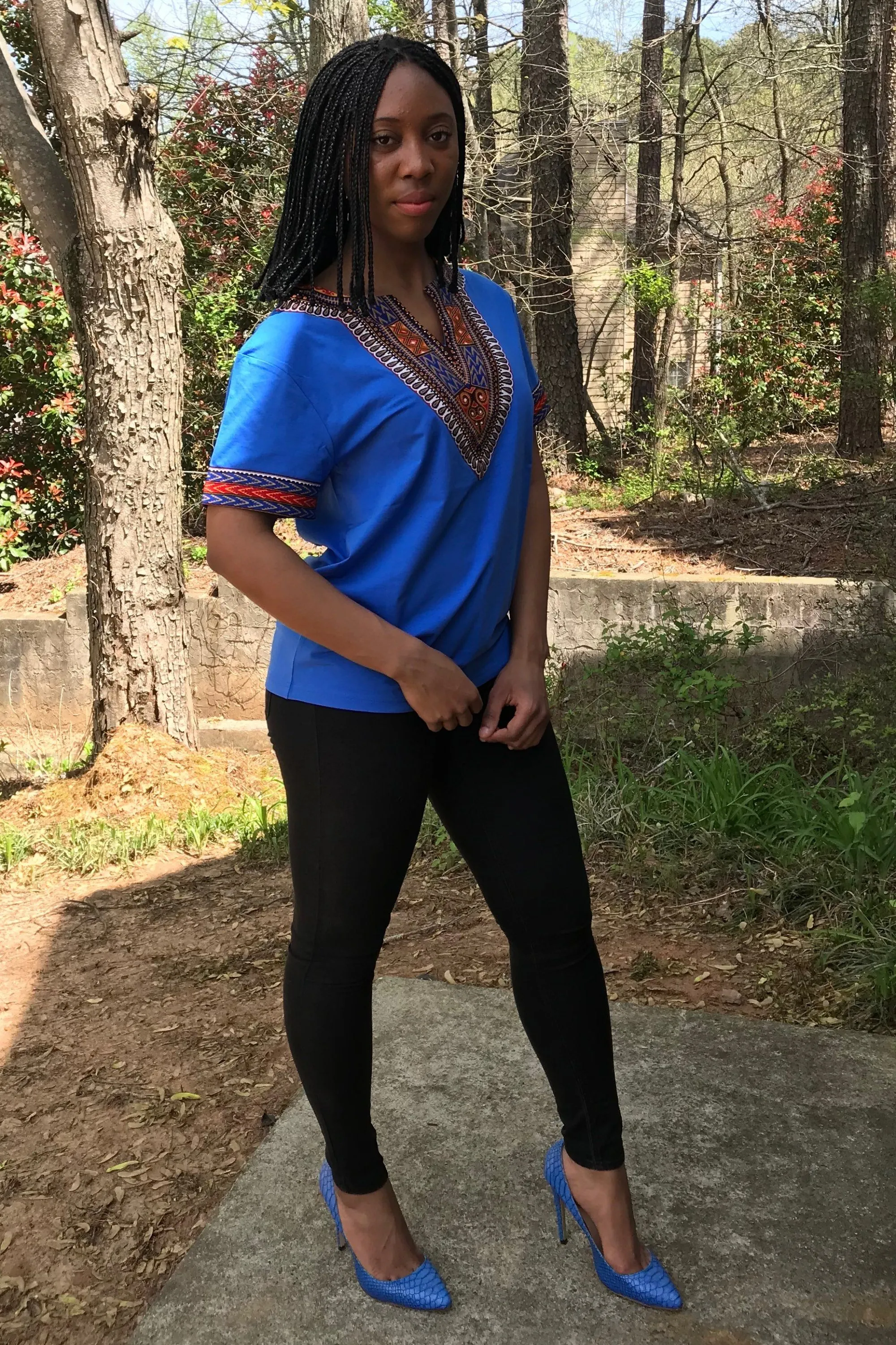 Blue African Dashiki Shirt for Men and Women