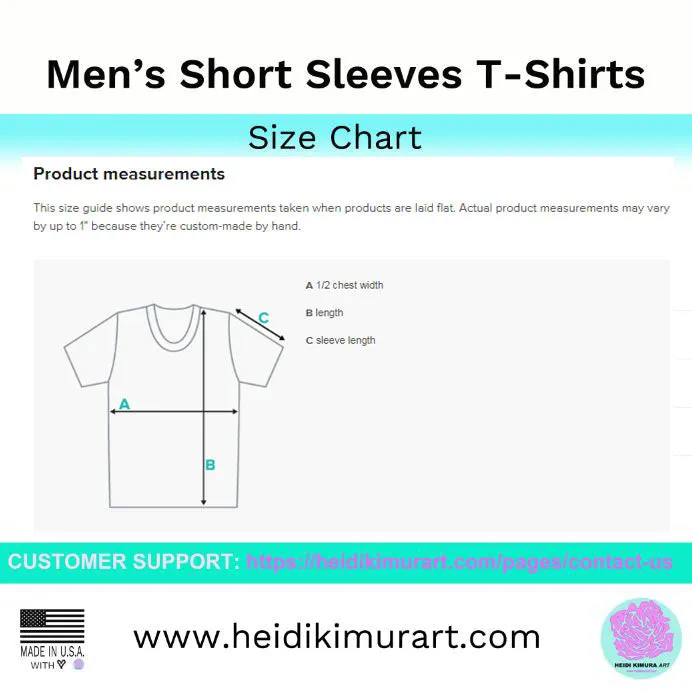 Blue Wavy Men's T-shirt, Abstract Waves Premium Designer Tees For Men-Made in USA/EU