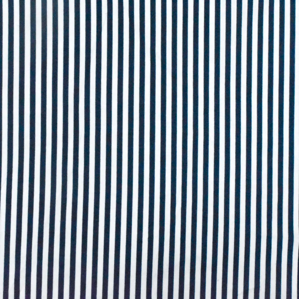 Blue-White Stripe Printed Stretch Cotton Broadcloth Woven Fabric