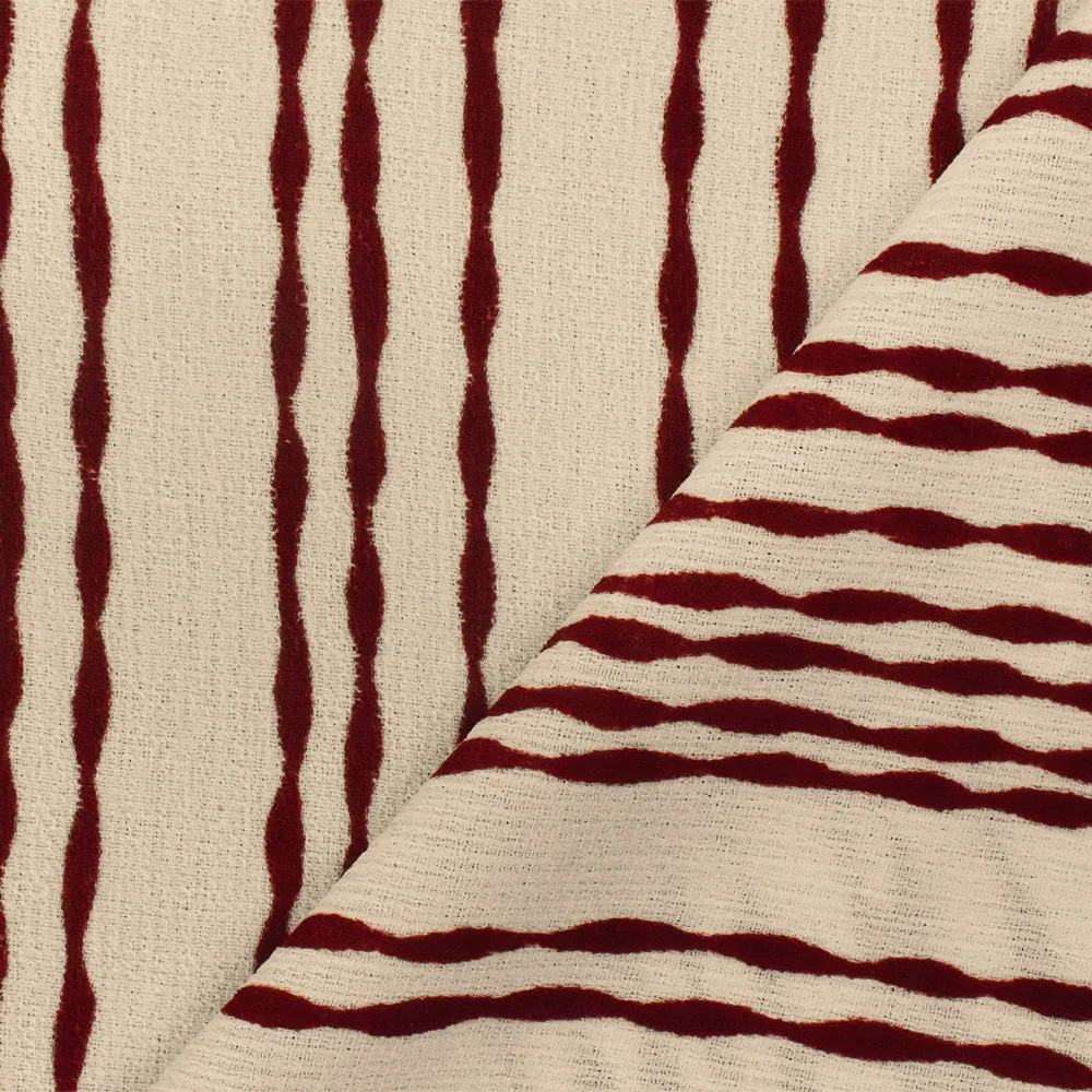 Brown-Ivory Stripe Printed Poly texture Georgette Woven Fabric