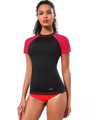 BUBBLELIME 84P/16S Short Sleeve Rashguard for Women Mix Color_Gym