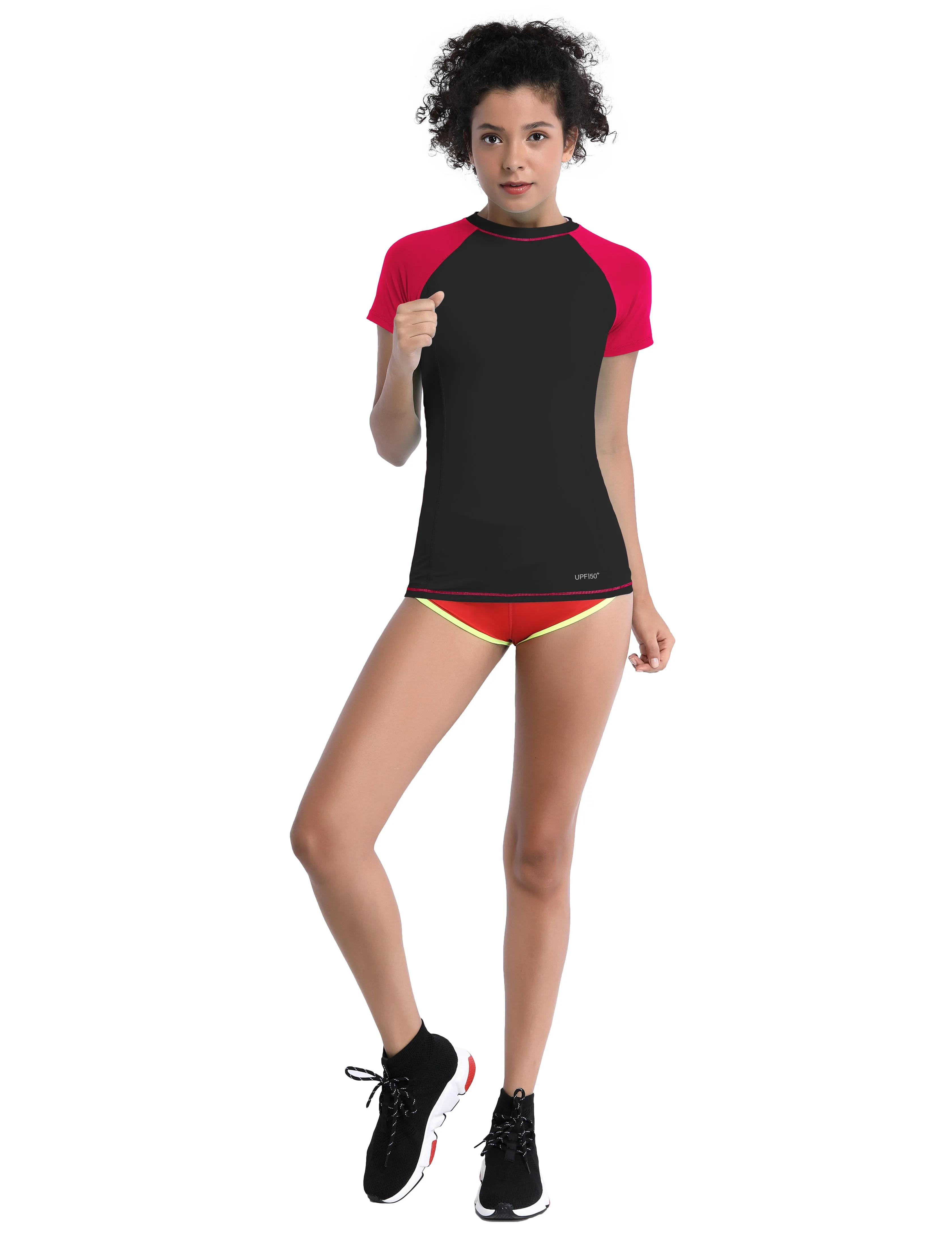 BUBBLELIME 84P/16S Short Sleeve Rashguard for Women Mix Color_Gym