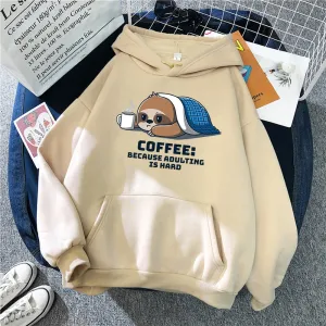 Cartoon Sloth Oversized Hoodie with Pockets