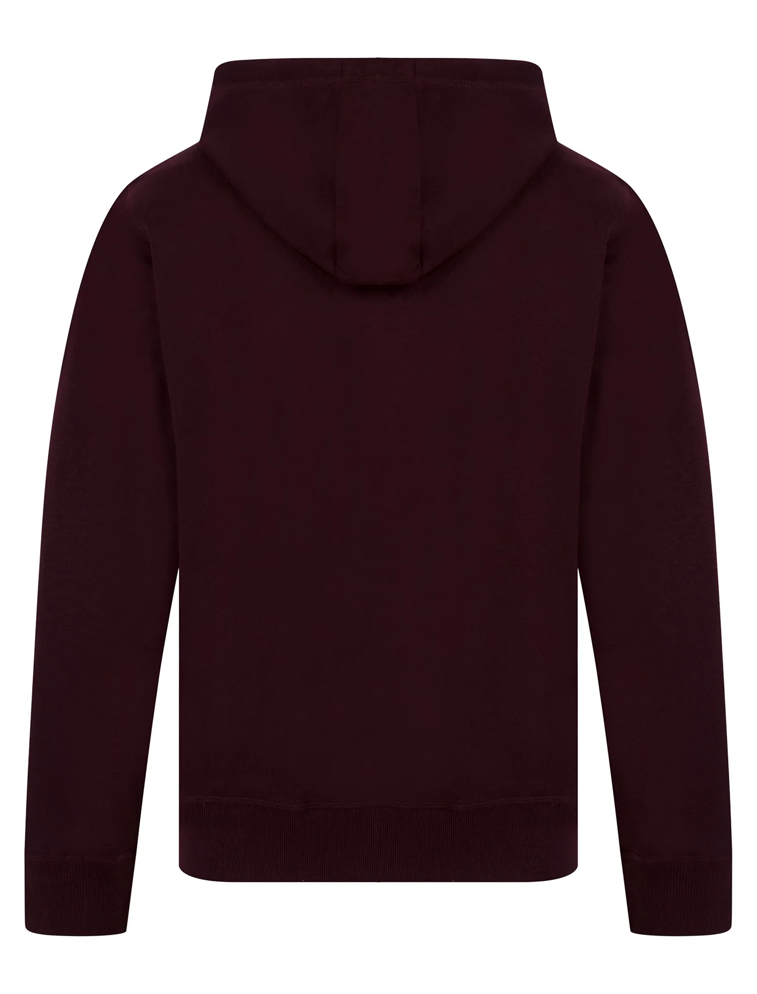 Claude Graphic Motif Brushback Fleece Zip Through Hoodie in Winetasting - Tokyo Laundry