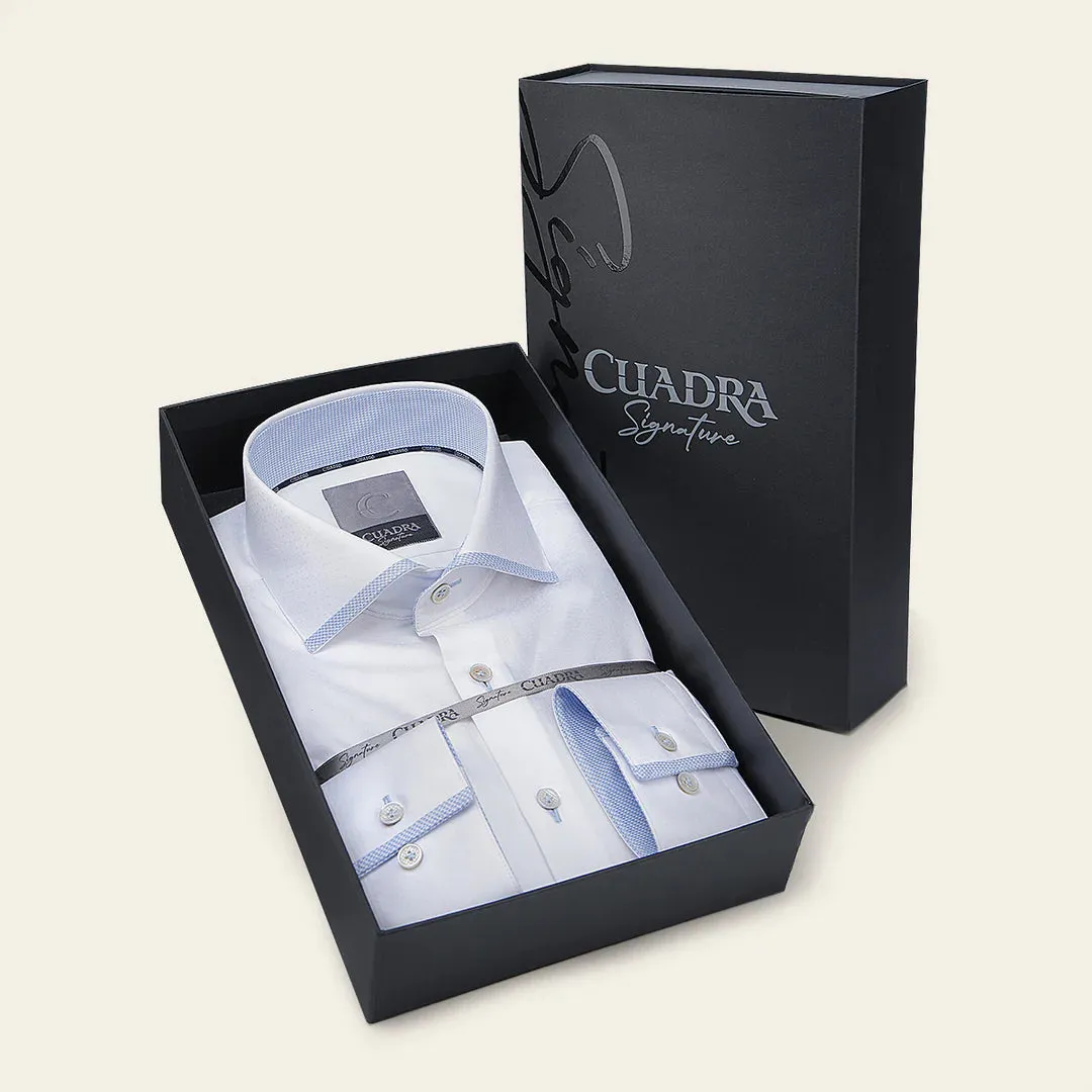 CMS0131 - Cuadra Signature white fashion soft cotton abstract shirt for men