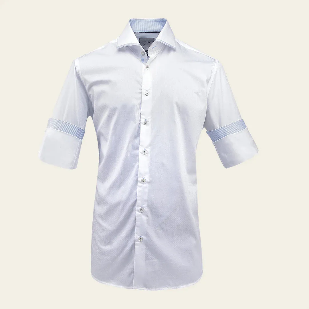 CMS0131 - Cuadra Signature white fashion soft cotton abstract shirt for men