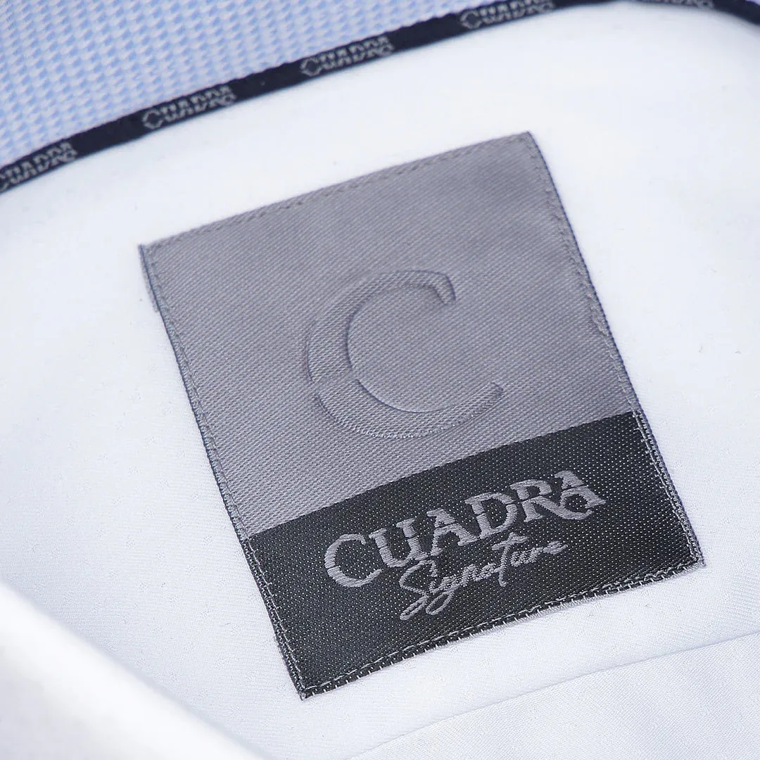 CMS0131 - Cuadra Signature white fashion soft cotton abstract shirt for men