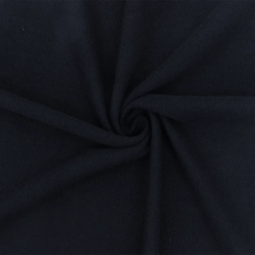 Cool Black Solid Wool Pique Knit Fabric