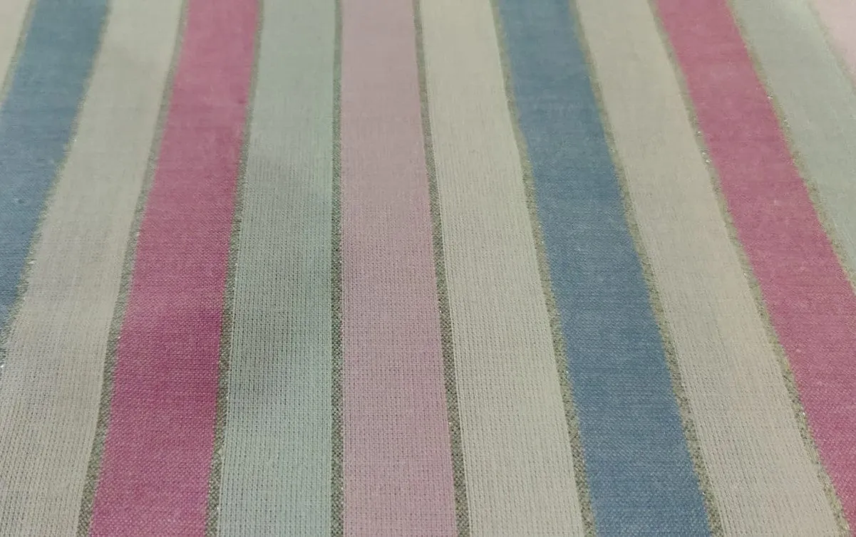 Cotton Lurex pastel pink and blue stripes 58" wide