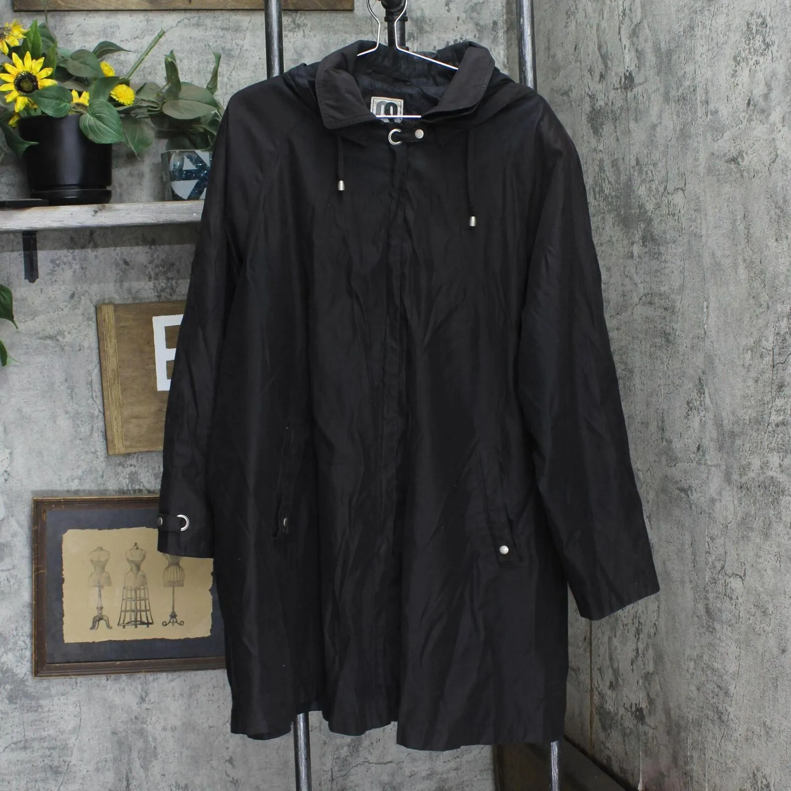 CS Signature Microfiber Plus Size Lined Rain Jacket Black See Measurements