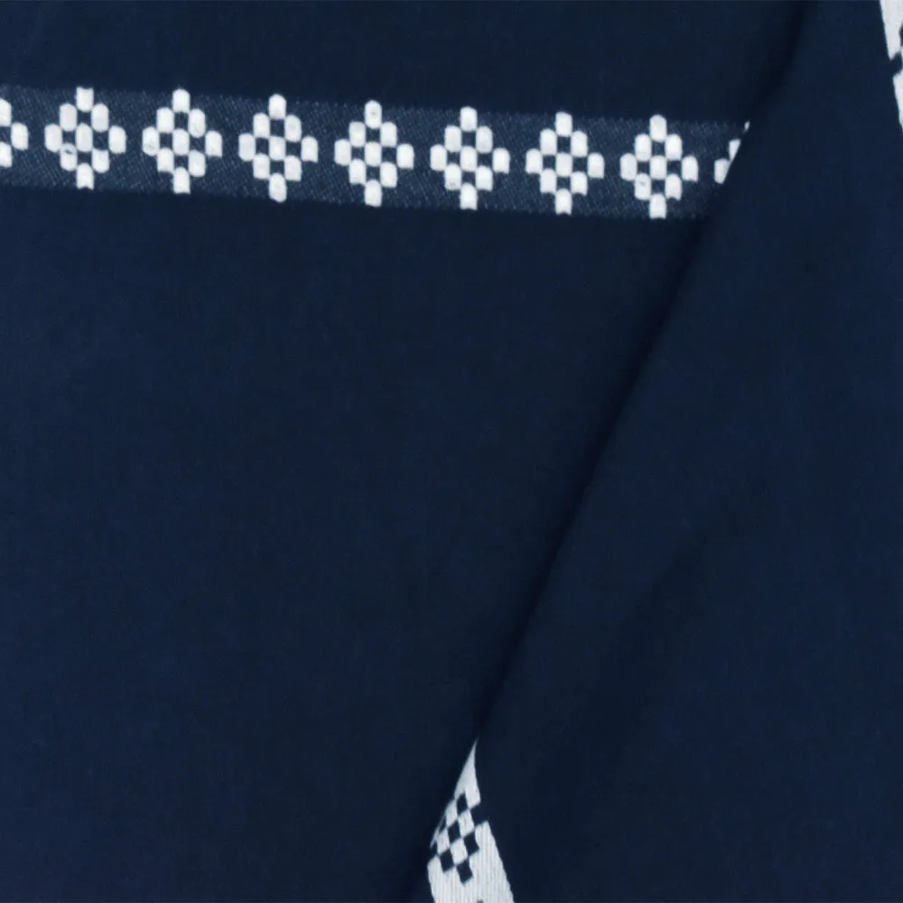 Deep Navy-White Famous Designer Damask Stripe Woven Fabric