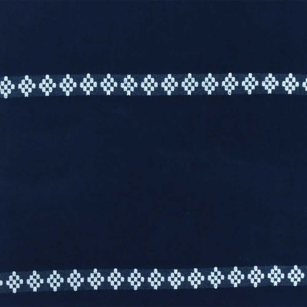 Deep Navy-White Famous Designer Damask Stripe Woven Fabric