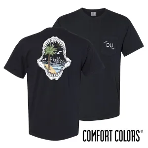 Delta Upsilon Comfort Colors Shark Bite Black Short Sleeve Pocket Tee