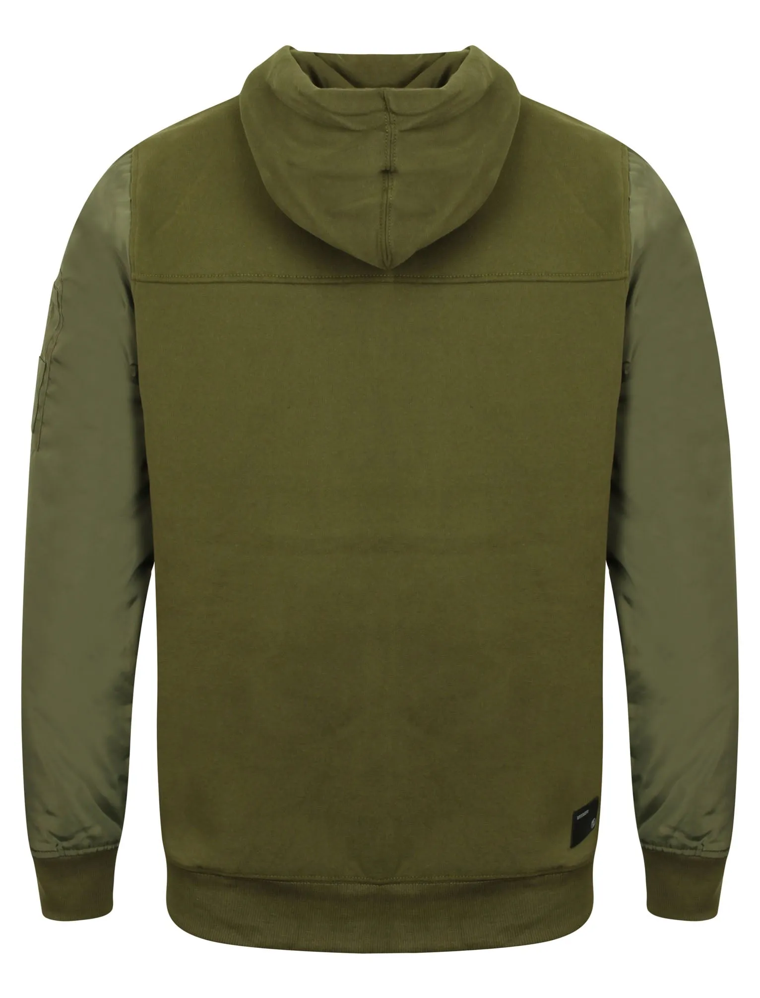 Devo Zip Through Hoodie with Contrast Sleeves in Green - Dissident