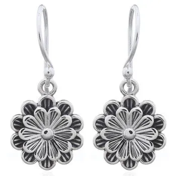 Doubled Daisy Silver Earrings