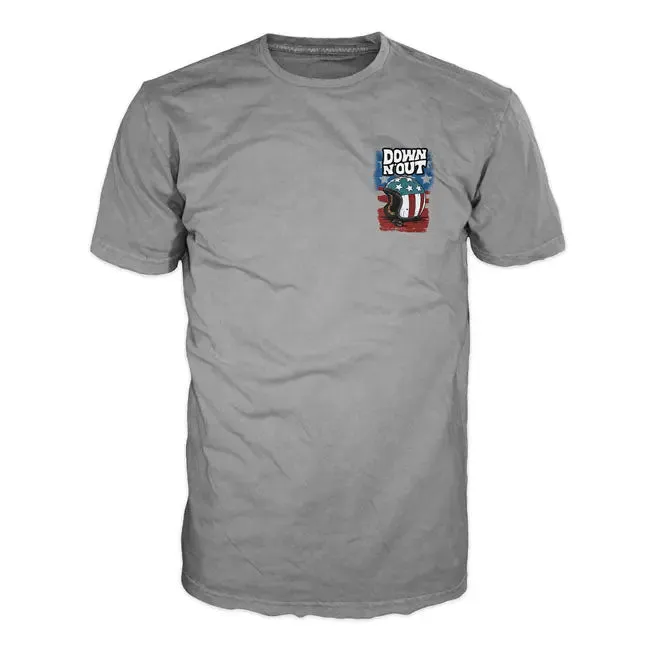 Down-N-Out Freedom Rider T-Shirt American Flag Grey