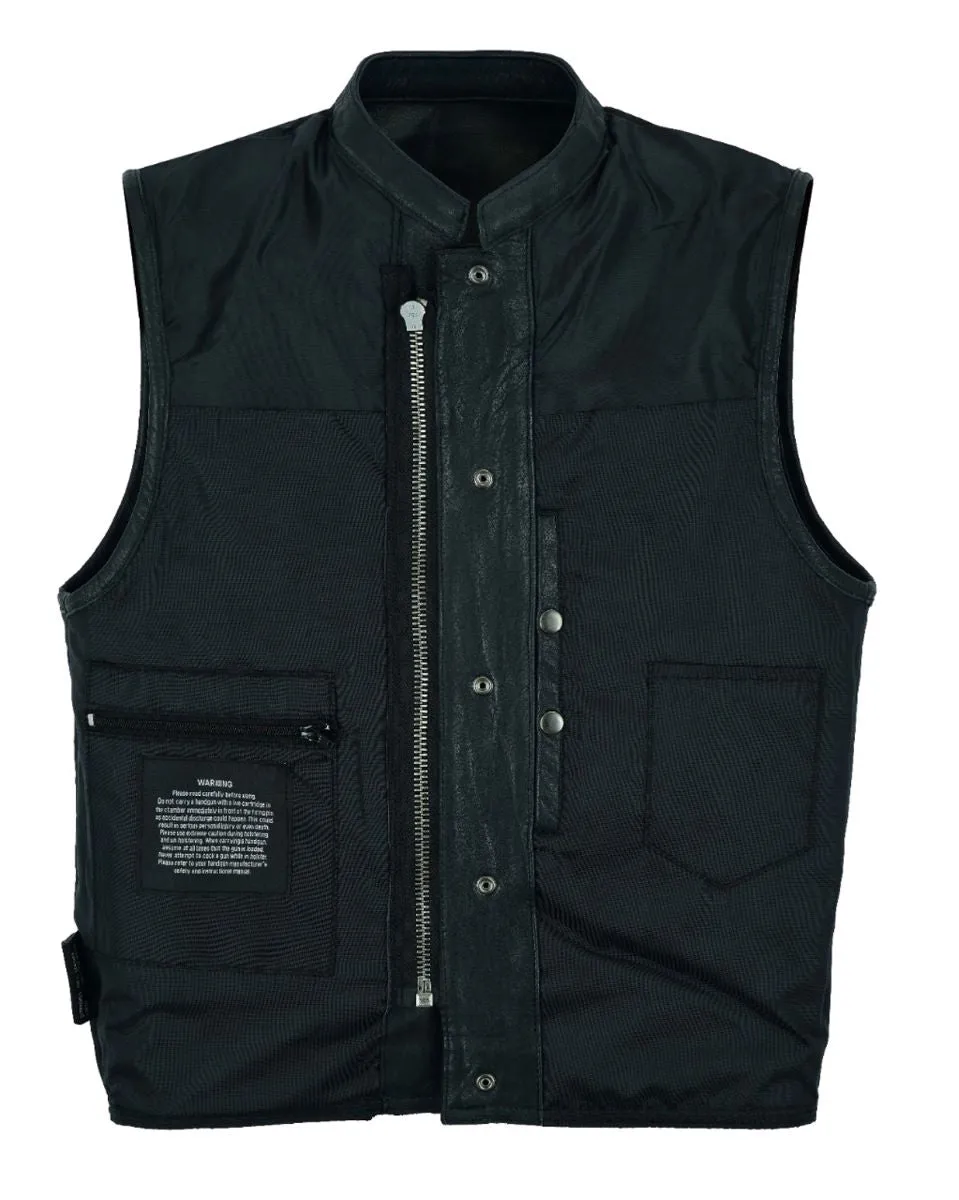 Dream Apparel® Mens Motorcycle CLUB VEST® Cowhide Leather, Concealed Gun Pockets