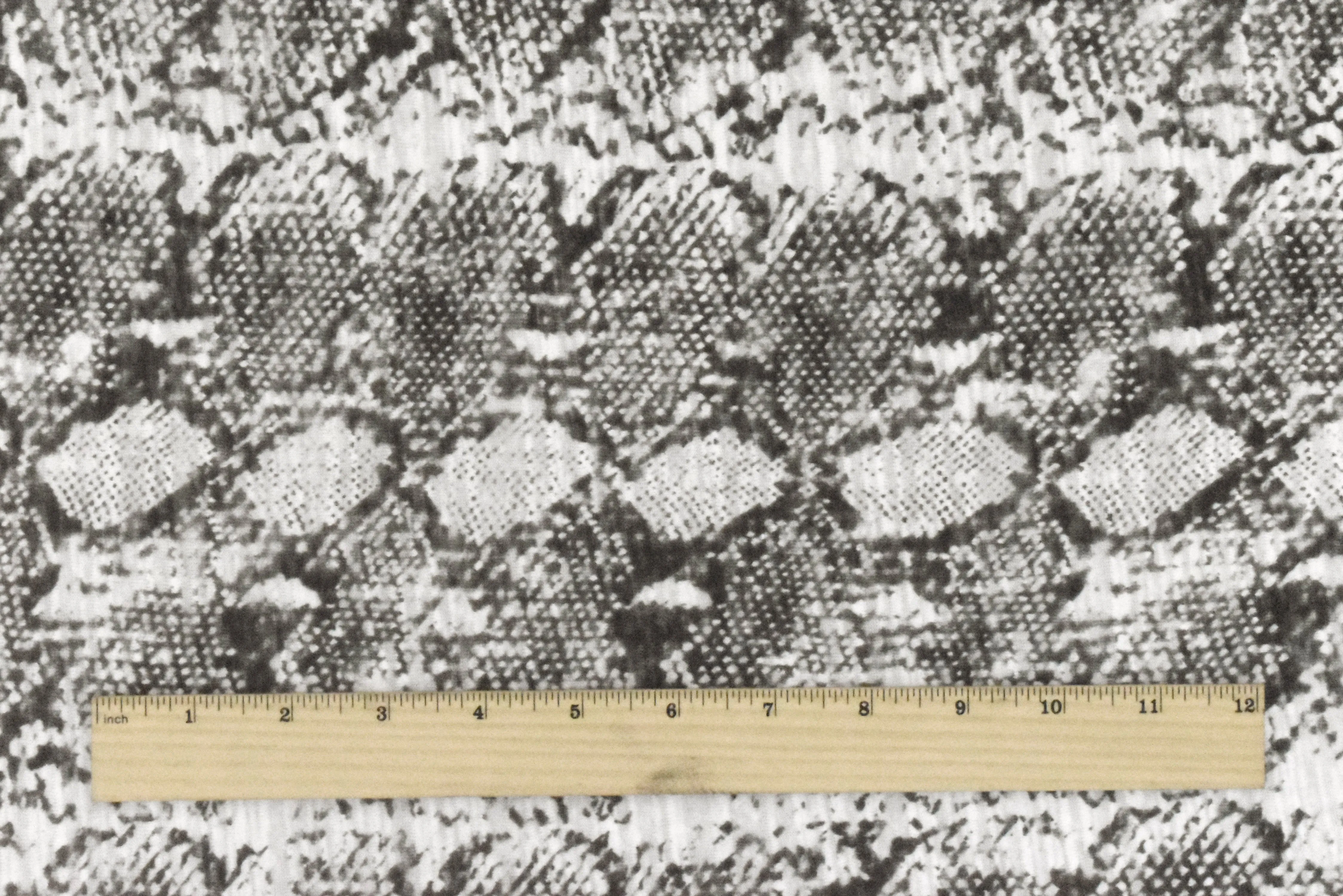 Earth Brown-Gray-White Reptile Printed Slub Jersey Knit Fabric