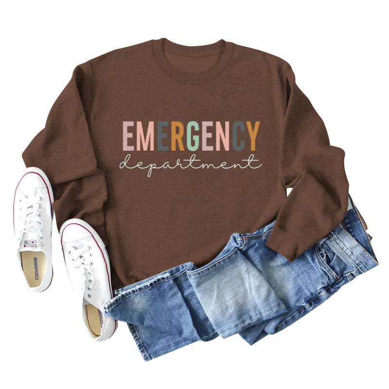 Emergency Department Letter Women's Round Neck Long Sleeve Sweater