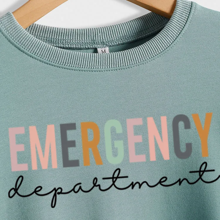 Emergency Department Letter Women's Round Neck Long Sleeve Sweater