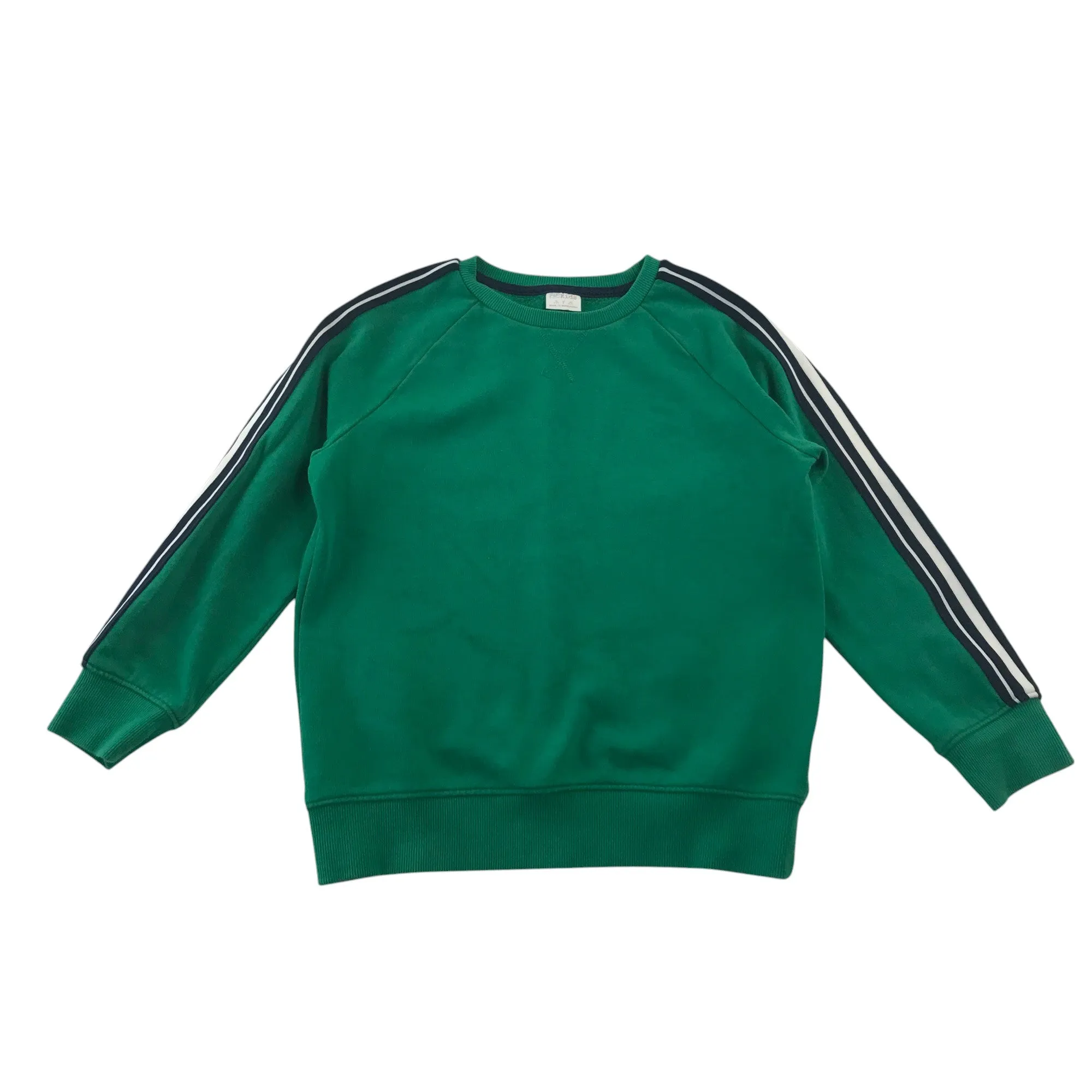 F&F sweater 8-9 years green plain stripy sleeve panels