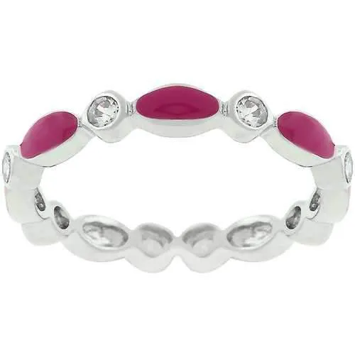 Fuchsia Link Enamel Stacker Ring