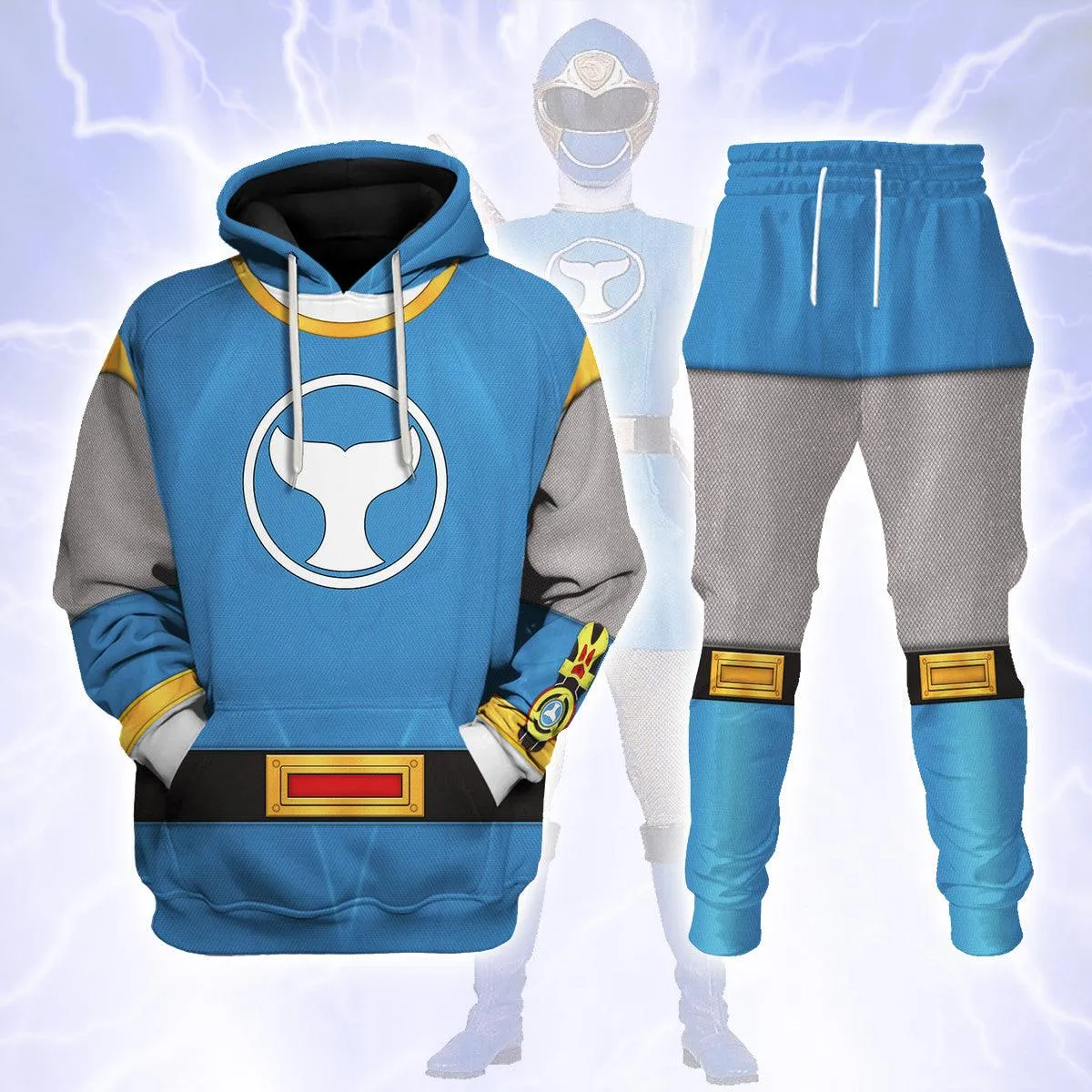 Gearhomie Power Rangers Ninja Storm Blue Ranger Hoodies Sweatshirt T-shirt Hawaiian Tracksuit