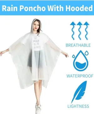 Gerhannery Poncho Waterproof Adult, 2PCS Reusable Rain Poncho Women Raincoat EVA Emergency Poncho with Hood