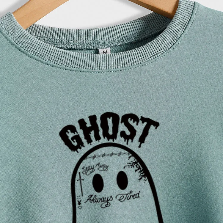 GHOST MALONE Ghost Halloween Letter Print Long-sleeved Sweatshirt