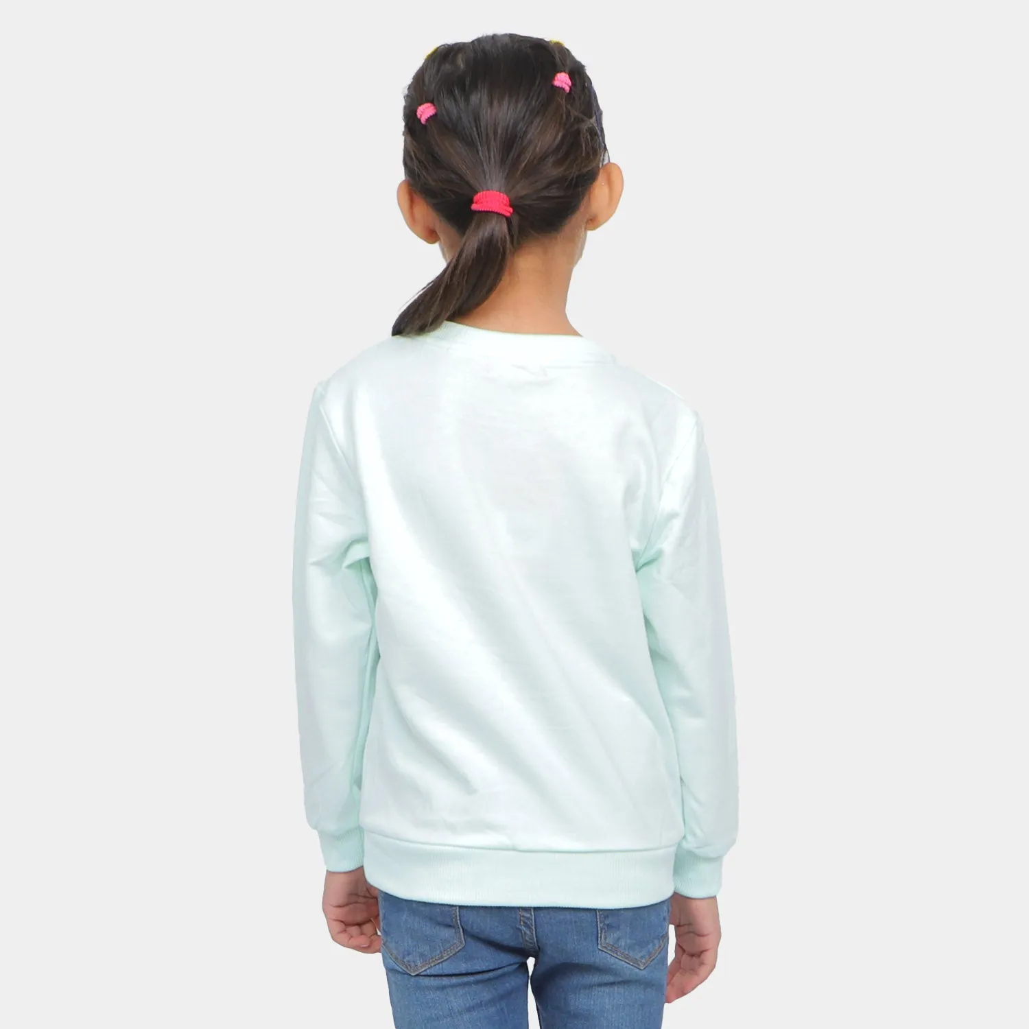 Girls Sweatshirt Flower- Sea Green