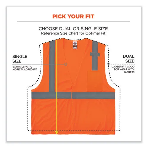 Glowear 8210hl-s Single Size Class 2 Economy Mesh Vest, Polyester, 4x-large, Orange, Ships In 1-3 Business Days