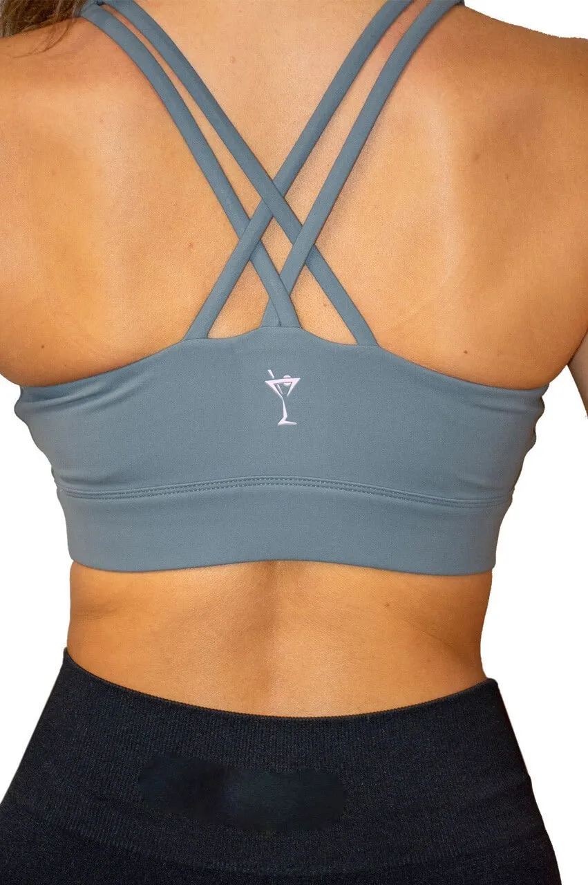 Grey Crossover Sports Bra