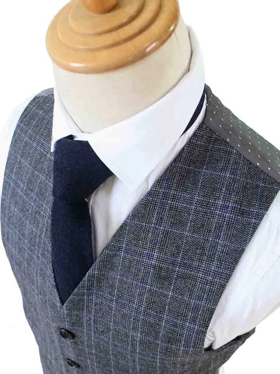 GREY PRINCE OF WALES OVERCHECK TWEED 3 PIECE SUIT