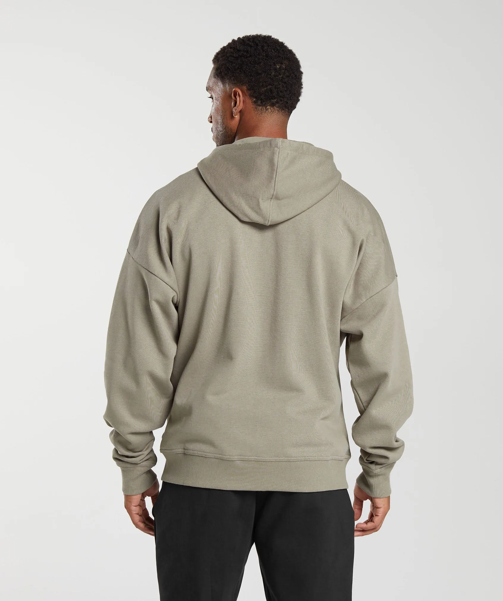 Gymshark Crest Oversized Zip Up Hoodie - Linen Brown