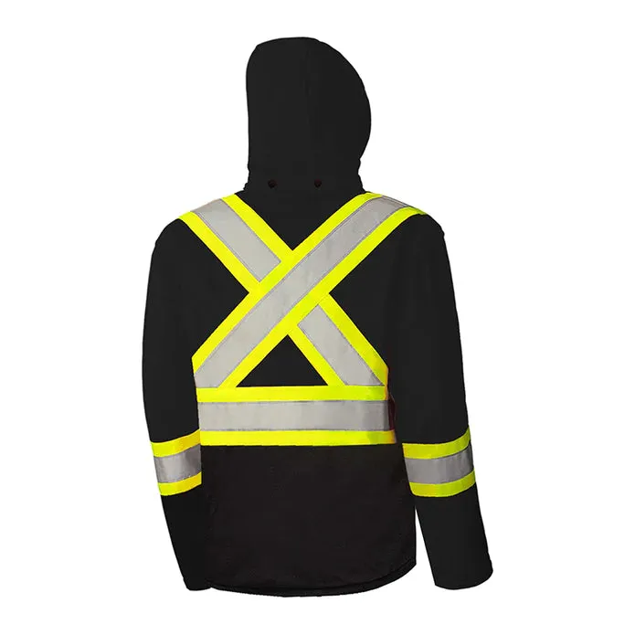 Hi-Vis Soft Shell Jacket w/Detachable Hood by Ground Force - Style TJ2