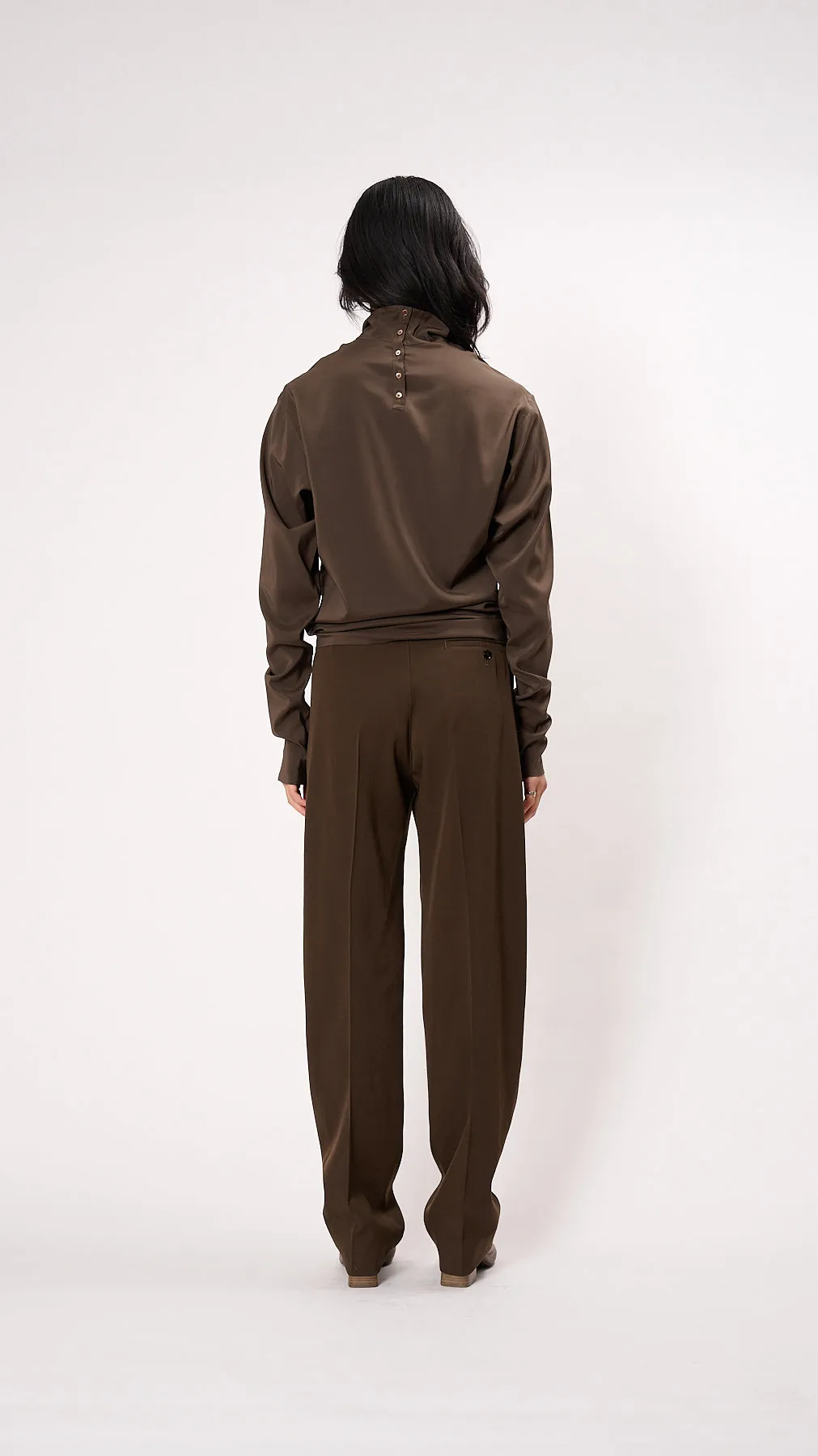 High Neck Soft Top in Kobicha Brown