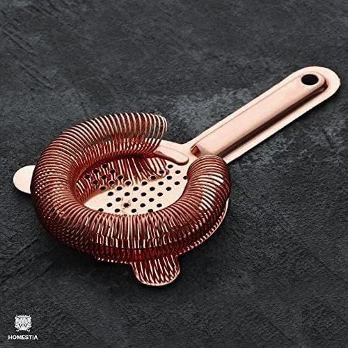 Homestia Cocktail Strainer Bar Strainer Copper Hawthorne Martini Strainer Stainless Steel 6.5"(L),